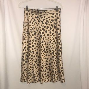 Leopard Satin Midi Skirt